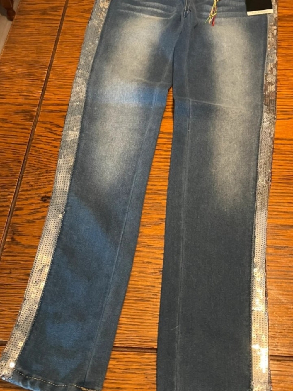 DKNY Blue Flare Jeans with Sequin Side Trim